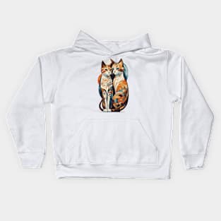 Gustav Klimt's Chromatic Feline: Colorful Cat Illustration Kids Hoodie